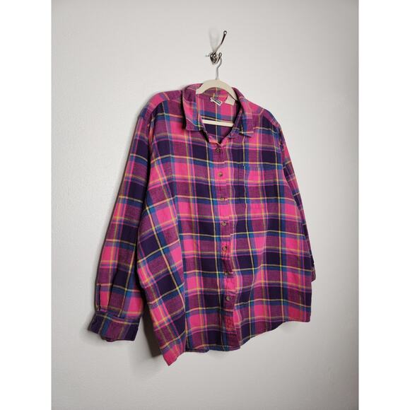 Vintage 90s Basic Editions Pink Plaid Oversized Fall Autumn Mom Denim Jeans - Picture 2 of 4